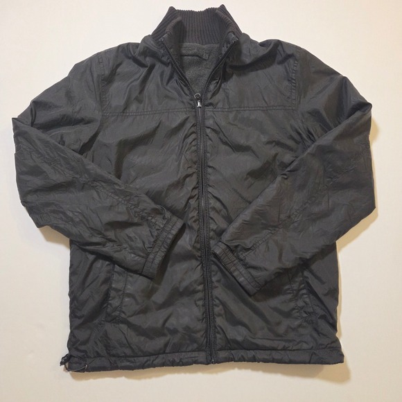 Bossini Other - Bossini Mens Black Fleece Lined Nylon‎ Full Zip Jacket Mock Neck Size M